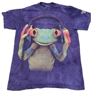 Rainforest Cafe Frog Headphones Graphic T Shirt Mens XL Purple Tee Nature